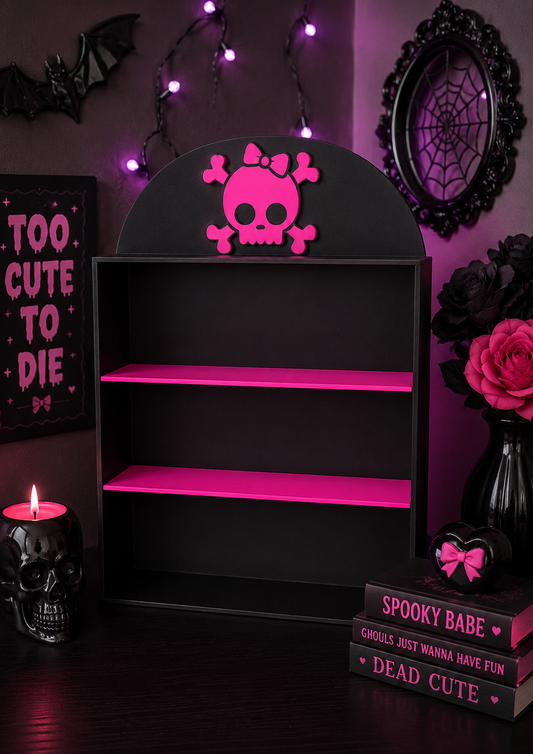 3D Printed Skull Bow Mini Shelf – Gothic Trinket Display